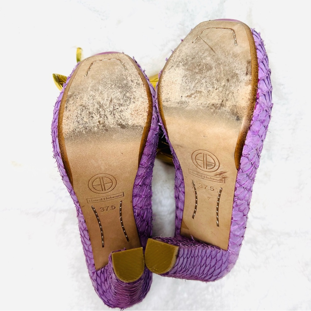 HOUSE OF HARLOW Leather Lilac Purple Peep Toe Python Pearl Pumps Heels S… - Picture 13 of 15
